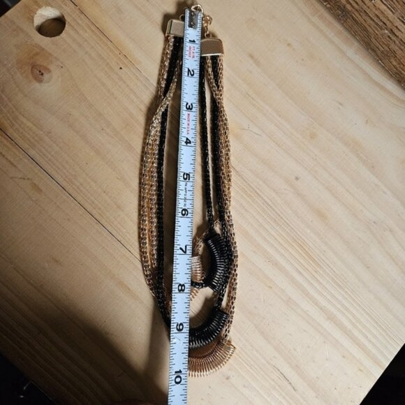 Black and Gold Metal Coils on Goldtone  Black Chains Necklace - Picture 5 of 5